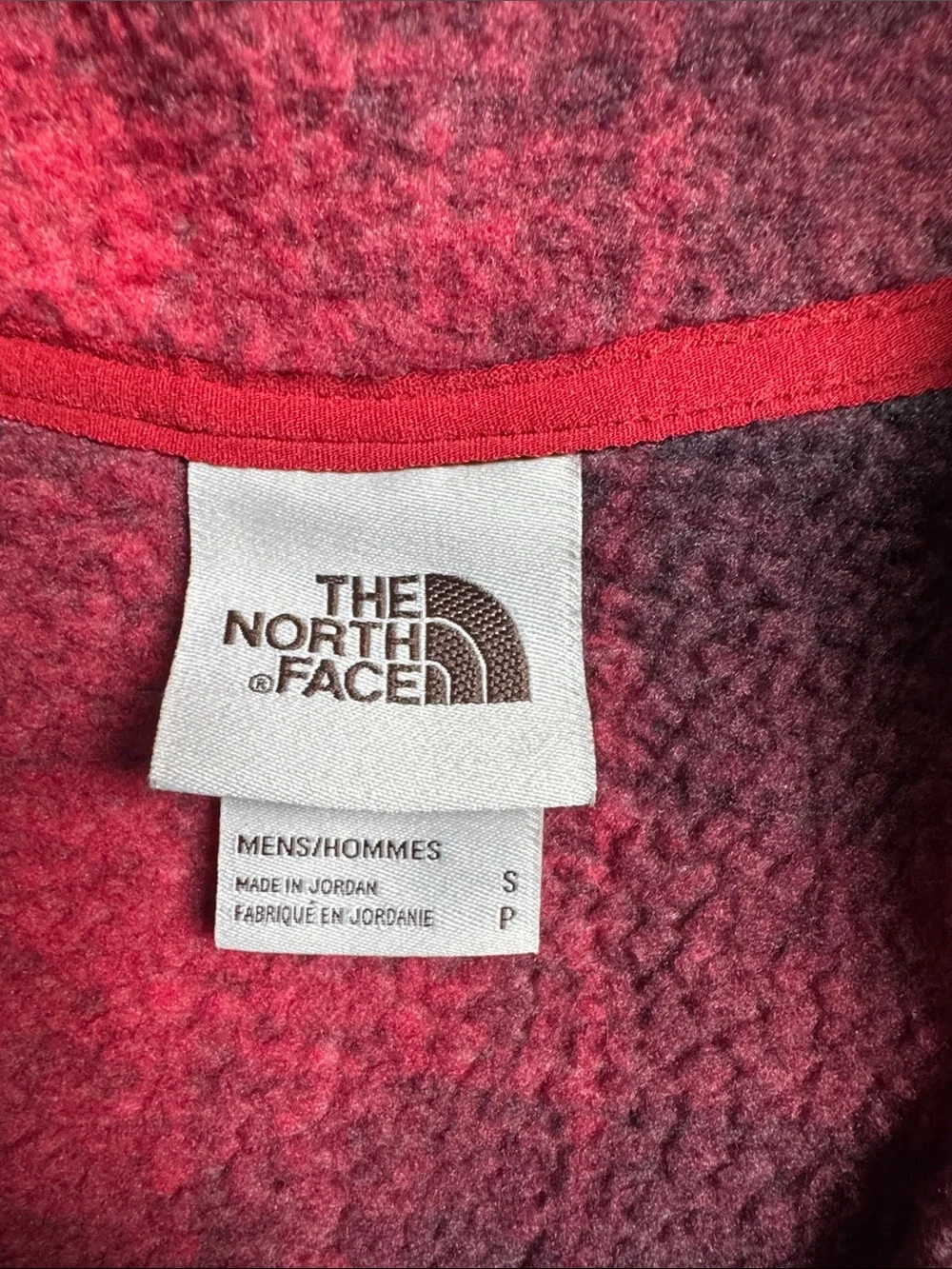 The North Face Men’s Red and Black Plaid Quarter-Zip Fleece